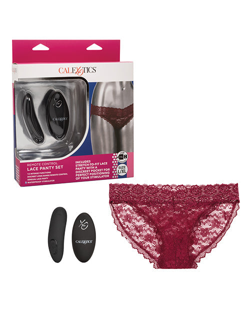 Remote Control Lace Panty Set Burgundy Large/Extra Large