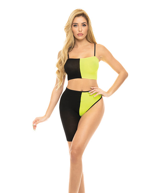 Rene Rofe Pink Lipstick Block You Out Bandeau & Bottom Black/yellow / One Size