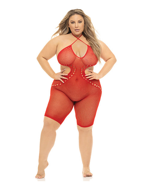 Rene Rofe Pink Lipstick Fill Me In Body Stocking Red / Queen