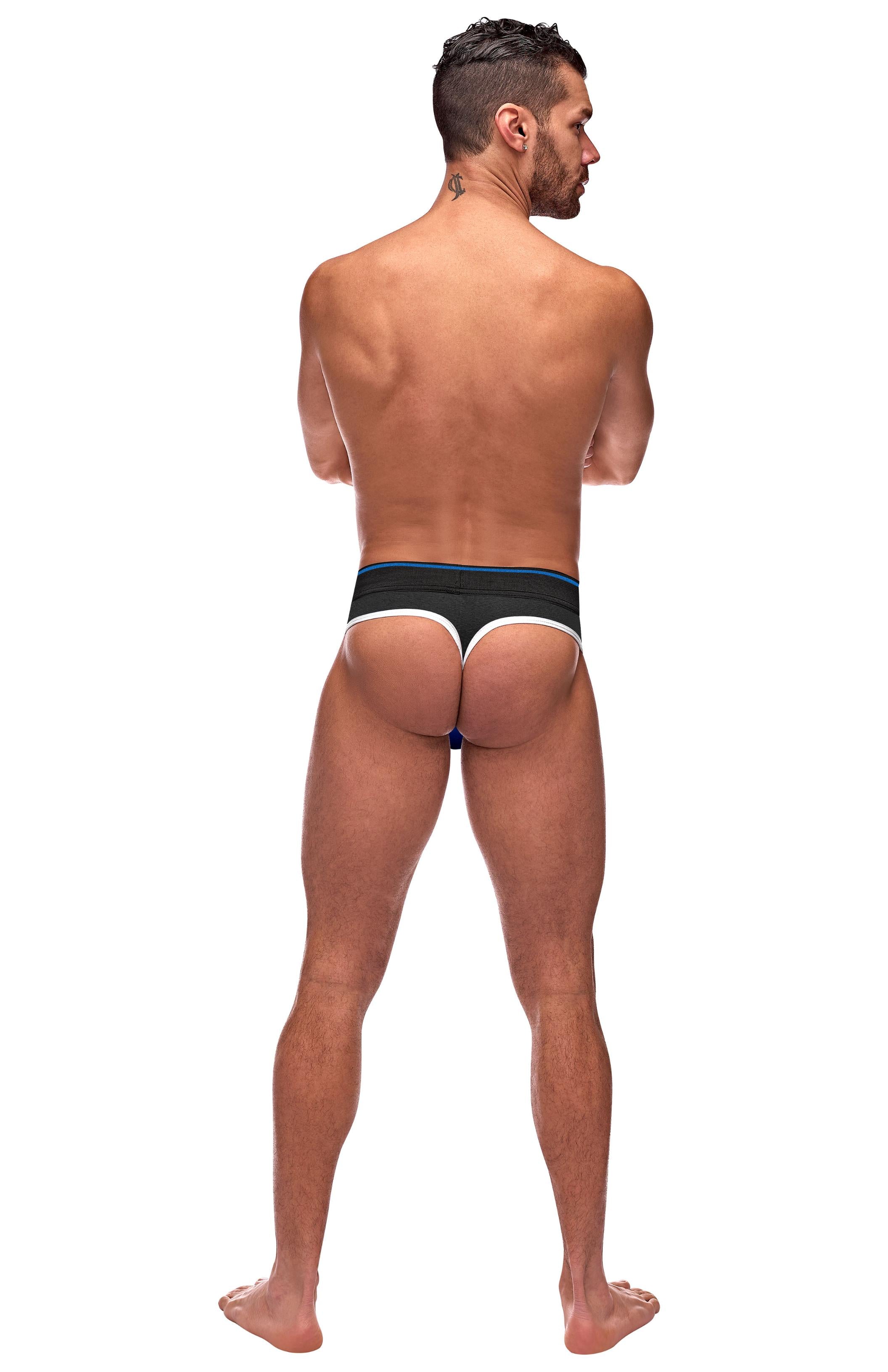 Retro Sport Panel Thong Black/Blue / Large/Extra Large