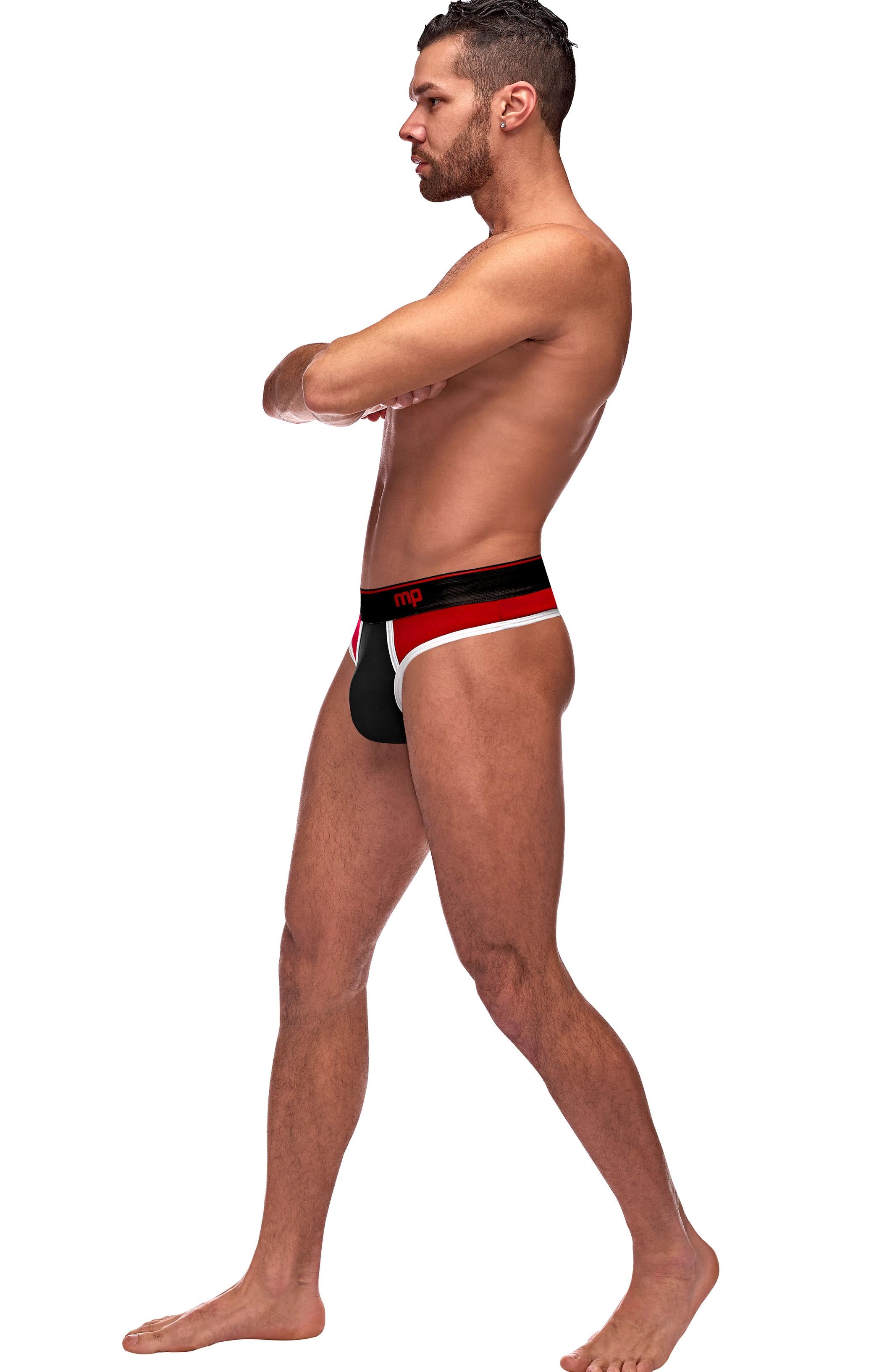 Retro Sport Panel Thong Large/Extra Large / Red/Black