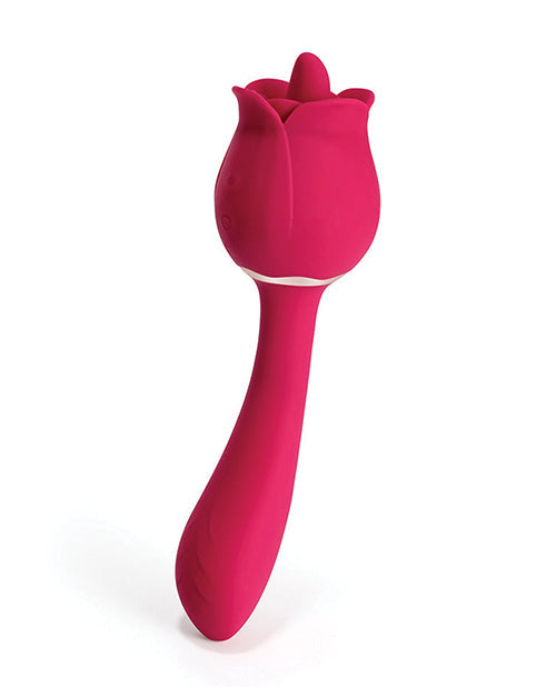 Rhea Clit Licking Tongue Rose Vibrator & G-Spot Massager - Red