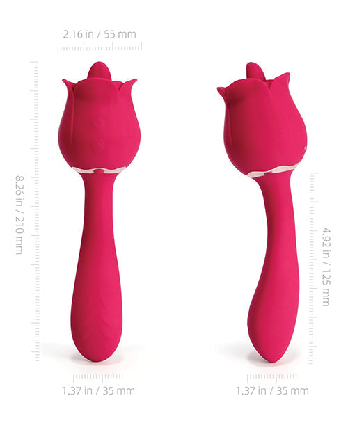 Rhea Clit Licking Tongue Rose Vibrator & G-Spot Massager - Red