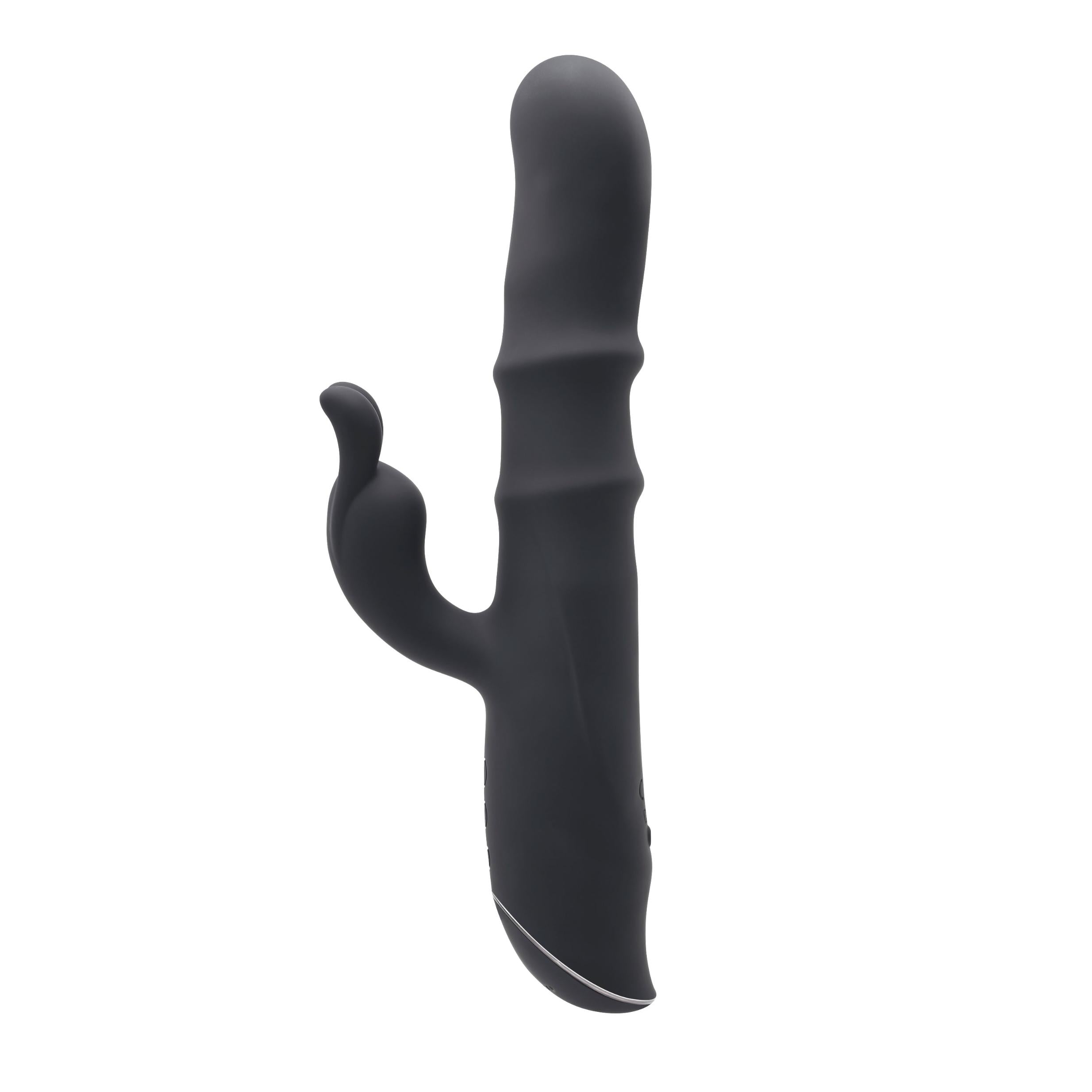 Ringmaster Rechargeable Ringed Rabbit Vibrator - Black