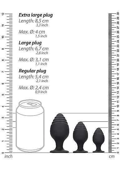 Rippled Butt Plug Set Bla