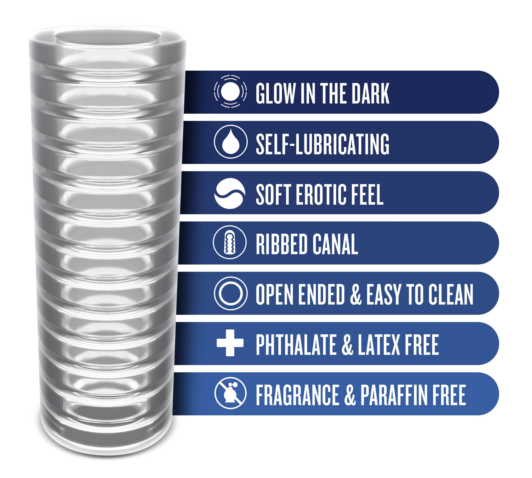 Rize - - Glow in the Dark - Lubricating Stroker - Clear