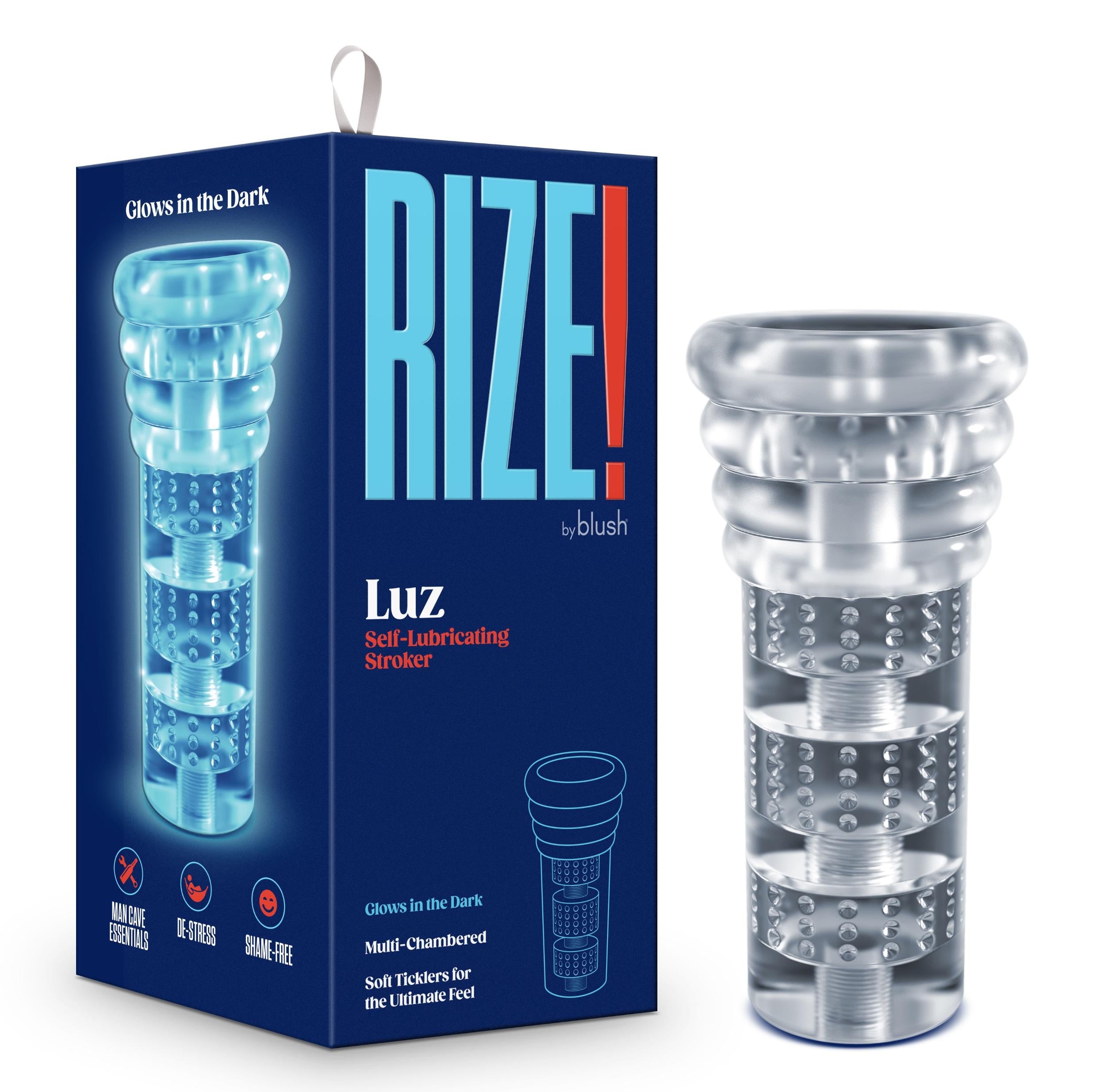 Rize - - Glow in the Dark - Lubricating Stroker - Clear Luz