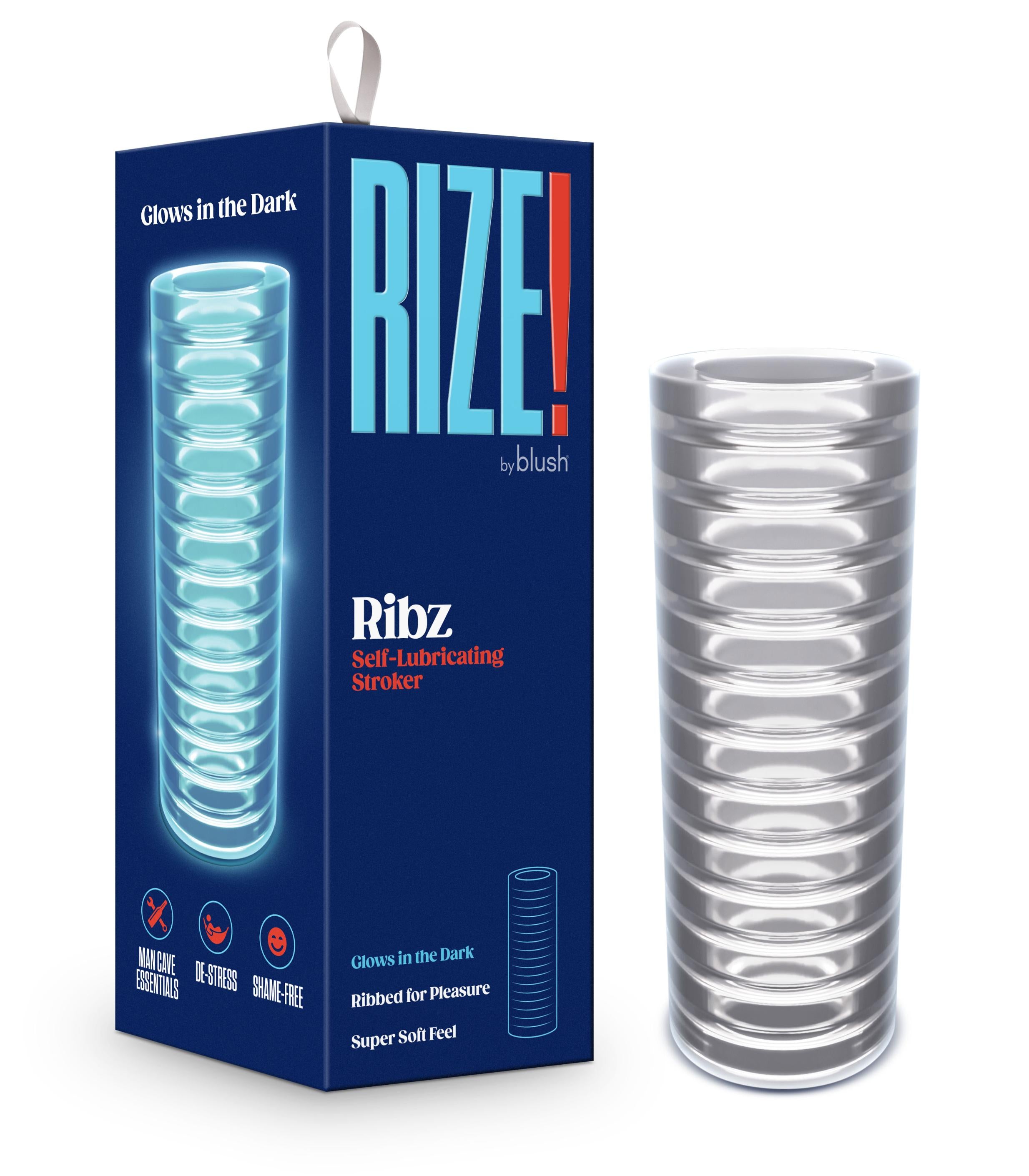 Rize - - Glow in the Dark - Lubricating Stroker - Clear Ribz