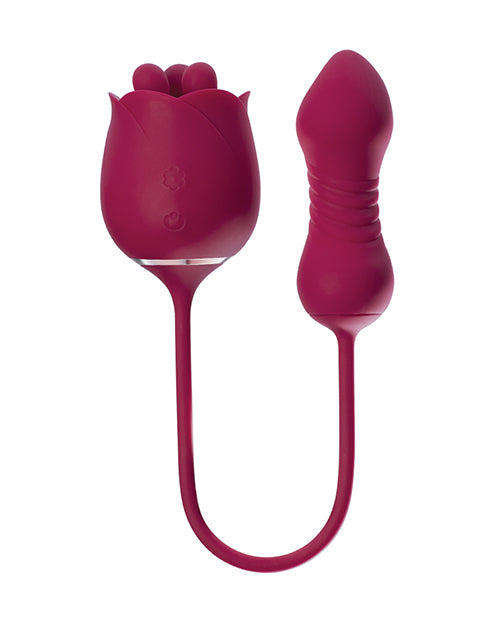 Rosa Rotating Rose Toy & Thrusting Vibrator&#xa0;- Red