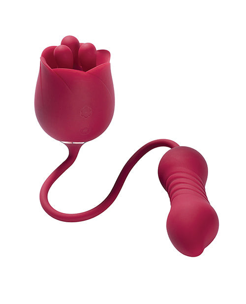 Rosa Rotating Rose Toy & Thrusting Vibrator&#xa0;- Red