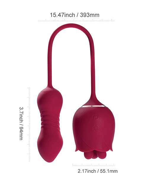 Rosa Rotating Rose Toy & Thrusting Vibrator&#xa0;- Red