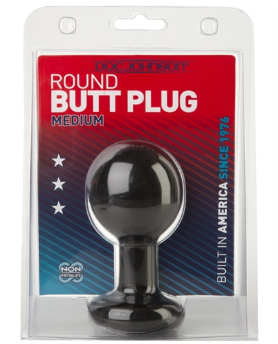 Round Butt Plug - Medium - Black Medium