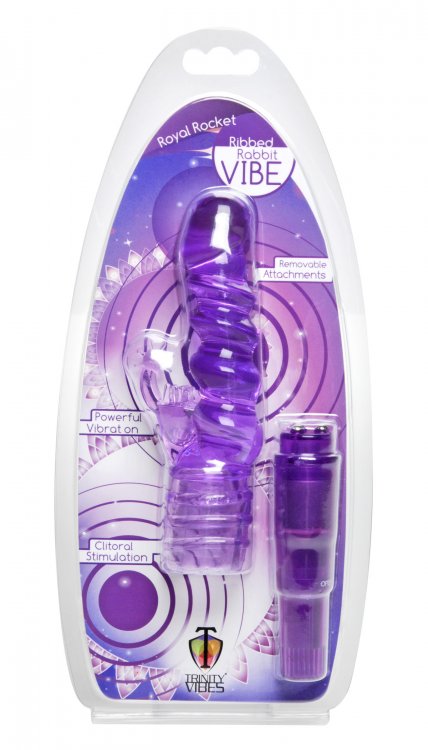 Royal Rocket Ribbed Rabbit Vibrator Vive - Purple