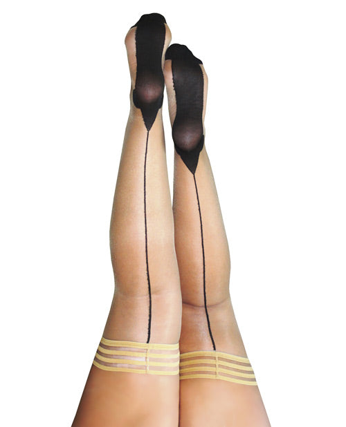 Ruby - Cuban Heel Thigh High - Size - Nude D