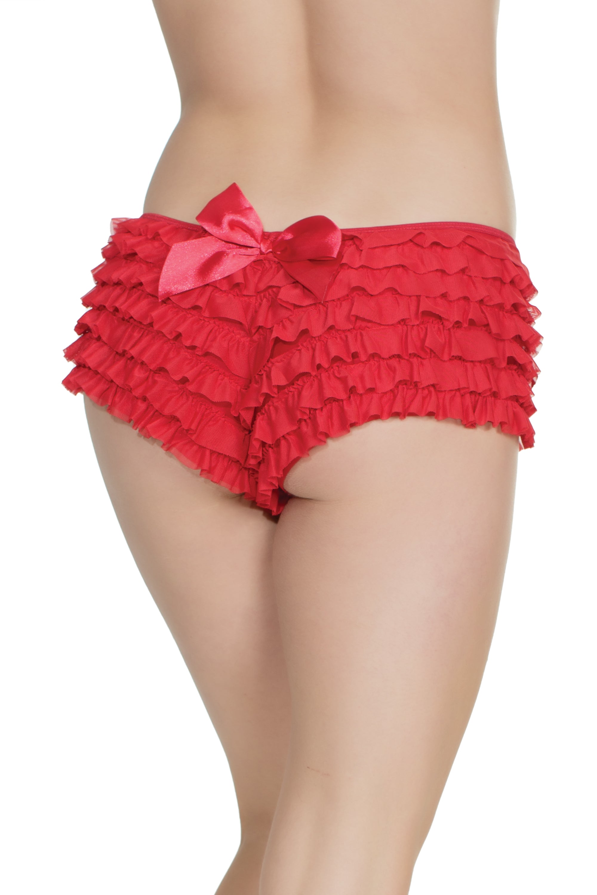 Ruffle Shorts W/back Bow Red O/s