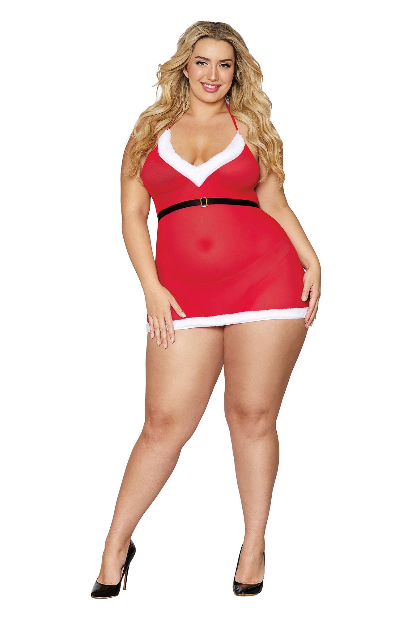 Santa Baby Chemise - Lipstick Red Queen Size