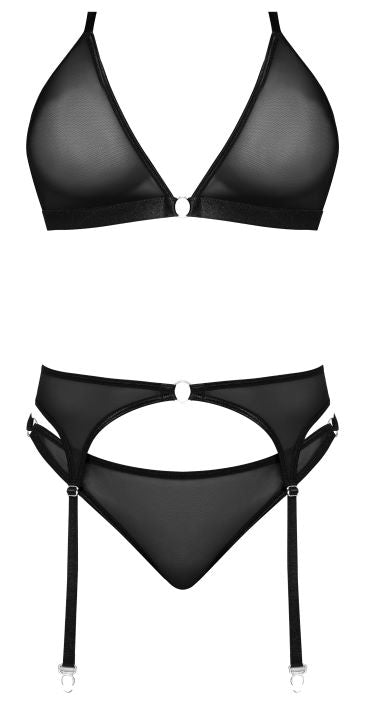 Sassy Bra Garter & Rouched Panty Black 2xl