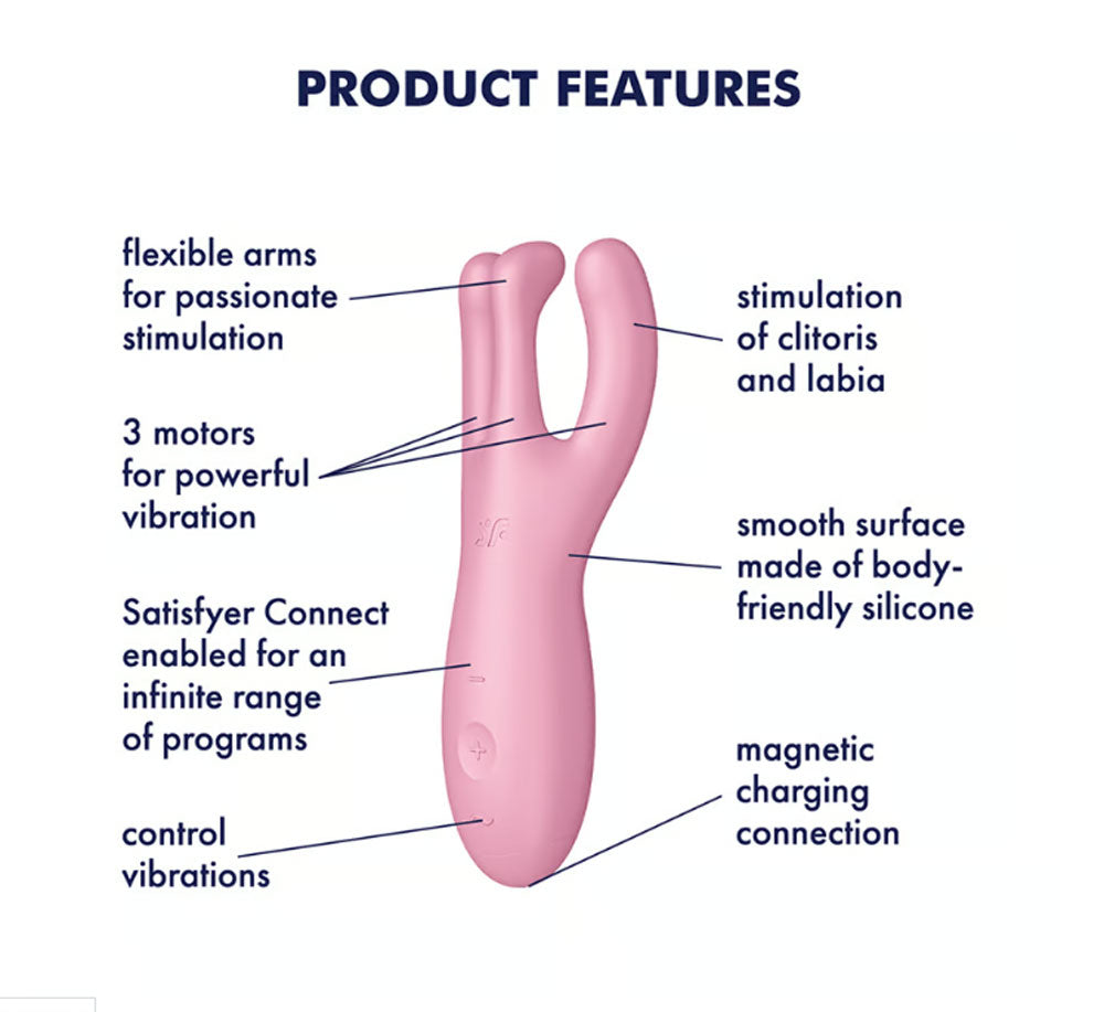 Satisfyer Threesome 4 Vaginal and Clitoral Vibrator - Pink