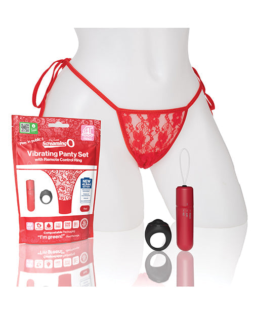 Screaming O 4t - Vibrating Panty Set With Remote  Control Ring - Red Red