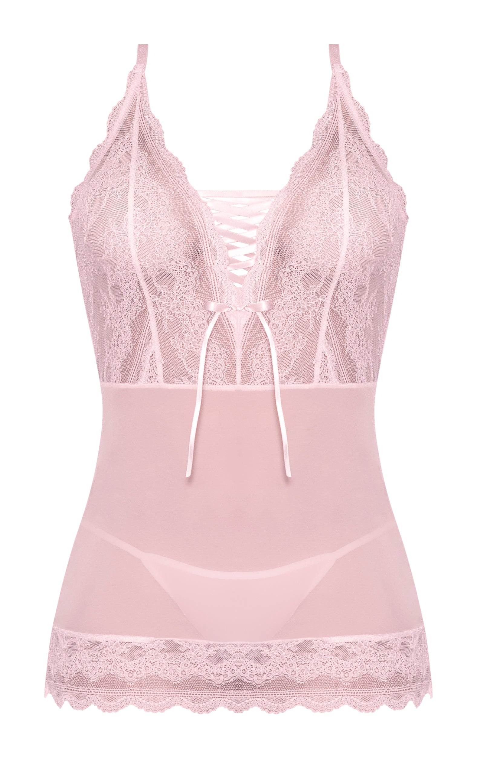 Seabreeze Lace Up Chemise & G Set Blush