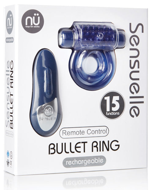 Sensuelle Remote Control Rechargeable Bullet Ring Blue