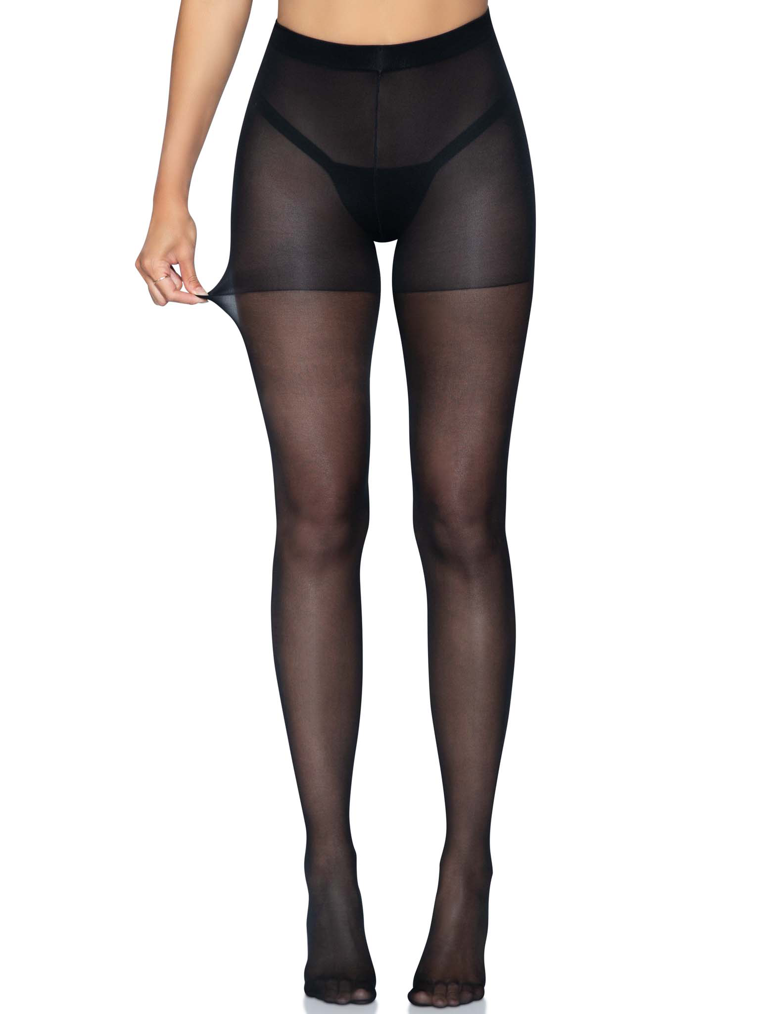 Sheer Open Butt Crotchless Pantyhose - One Size -  Black