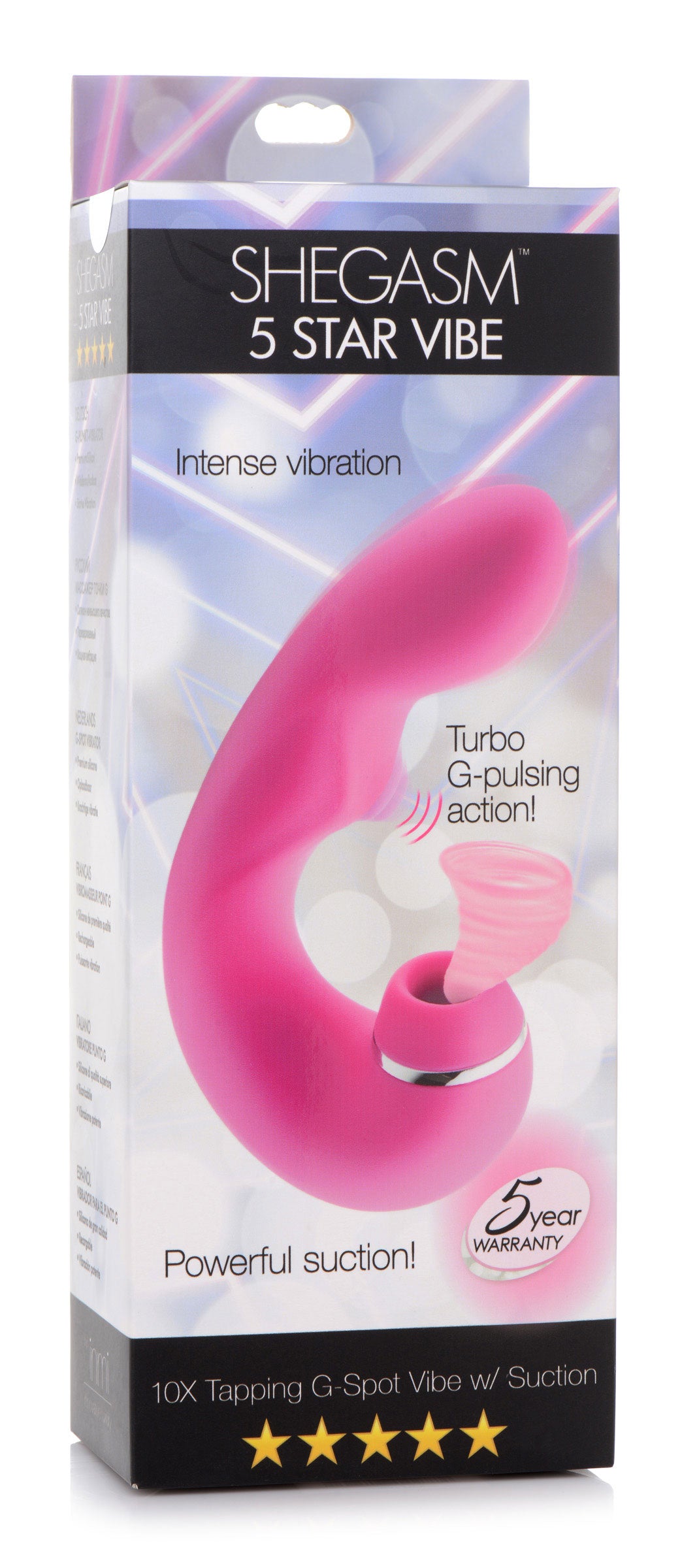 Shegasm 5 Star 10x Tapping G-Spot Vibrator With Suction - Pink