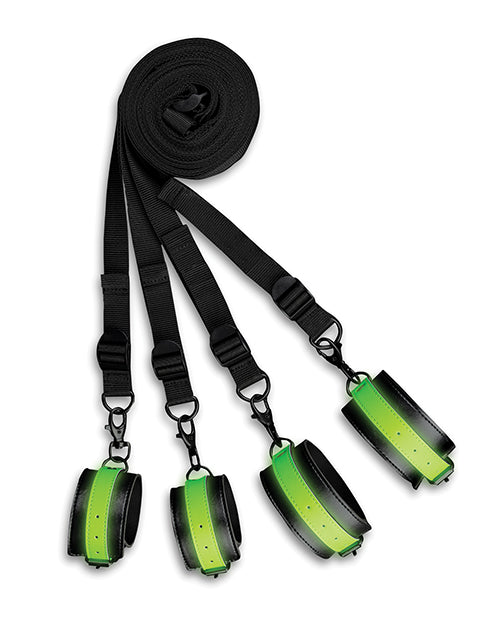 Shots Ouch Bed Bindings Restraint Kit - Glow In The Dark