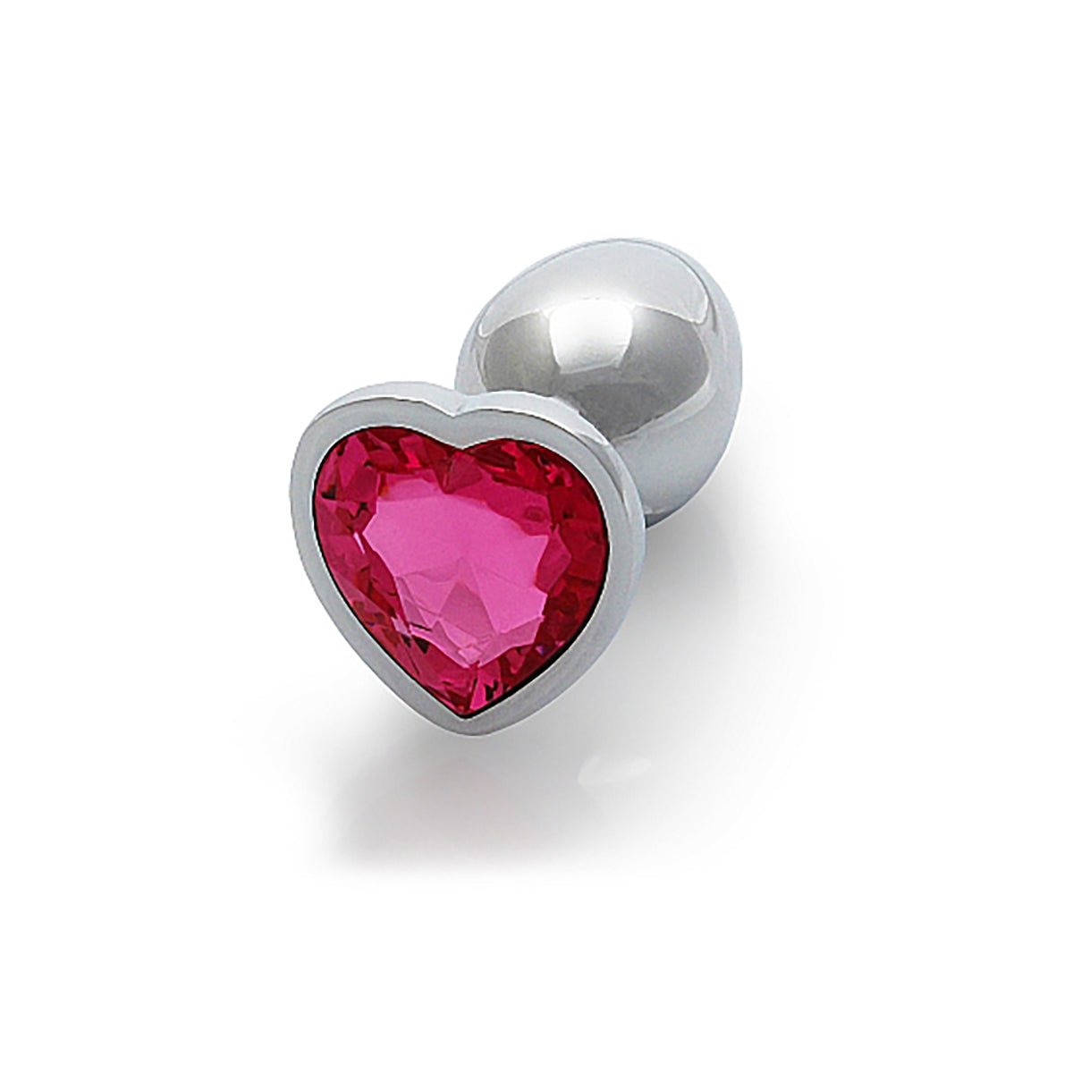 Shots Ouch! Heart Gem Butt Plug Small - Silver/Rubellite Pink