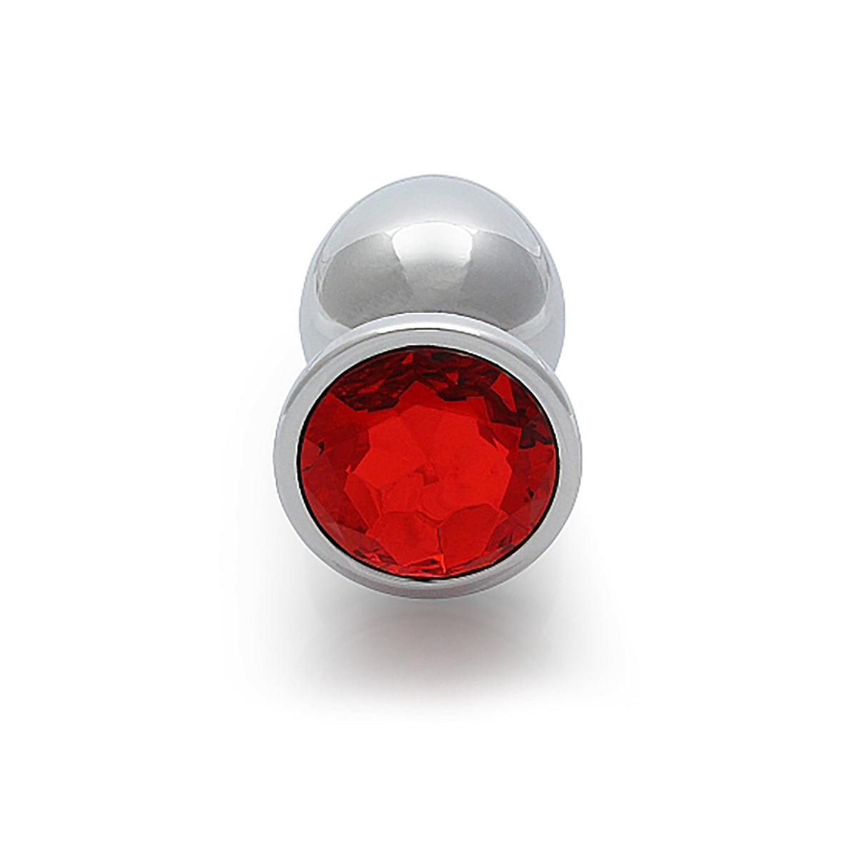 Shots Ouch! Round Gem Butt Plug Large - Silver/Ruby Red Large