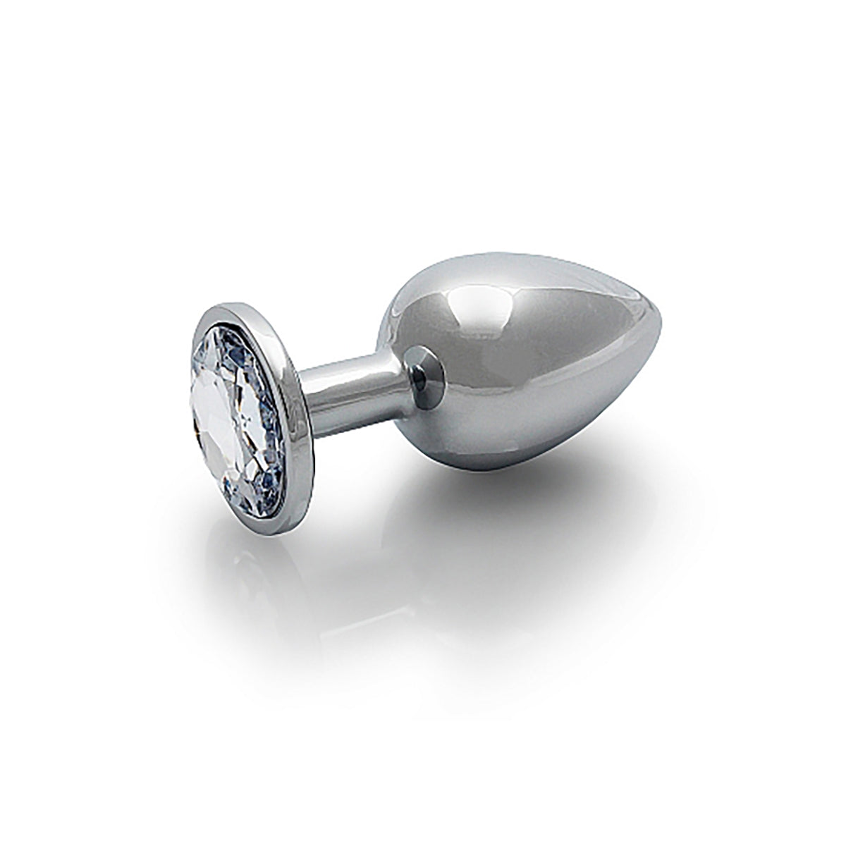 Shots Ouch! Round Gem Butt Plug Medium - Silver/Diamond Medium