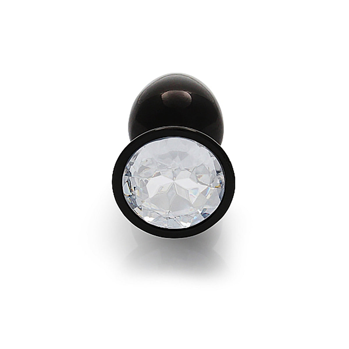 Shots Ouch! Round Gem Butt Plug Small - Gunmetal/Diamond Small