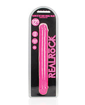 Shots Realrock 12" Double Dong Glow In The Dark Neon Pink