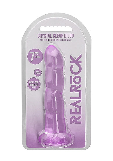 Shots Realrock Crystal Clear 7" Rippled Dildo  - Transparent