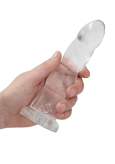 Shots Realrock Crystal Clear 7" Rippled Dildo  - Transparent