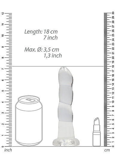 Shots Realrock Crystal Clear 7" Rippled Dildo  - Transparent