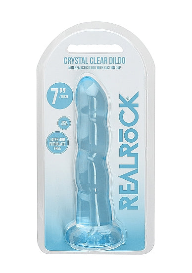 Shots Realrock Crystal Clear 7" Rippled Dildo  - Transparent