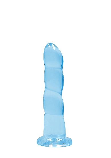 Shots Realrock Crystal Clear 7" Rippled Dildo  - Transparent Blue