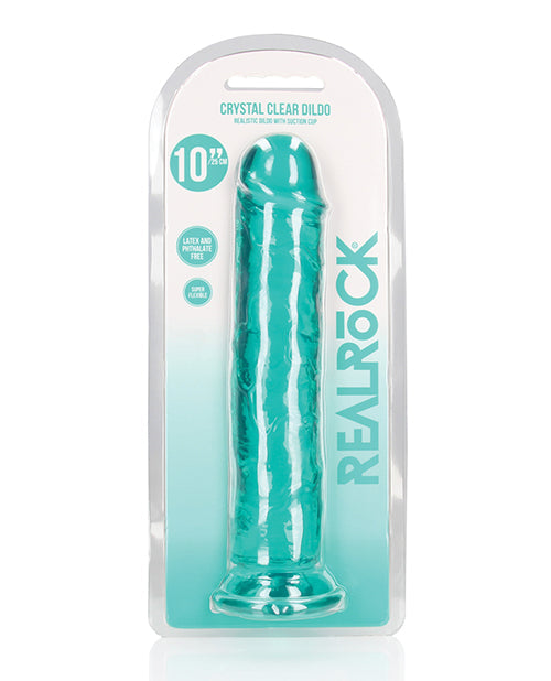 Shots Realrock Realistic Crystal Clear 11" Straight Dildo Turquoise