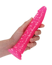 Shots Realrock Slim Dildo Glow In The Dark Neon Pink / 8"