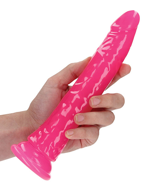 Shots Realrock Slim Dildo Glow In The Dark Neon Pink / 9"