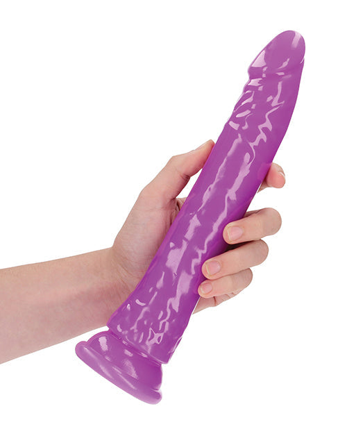 Shots Realrock Slim Dildo Glow In The Dark Neon Purple / 10"