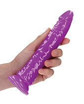 Shots Realrock Slim Dildo Glow In The Dark Neon Purple / 8"