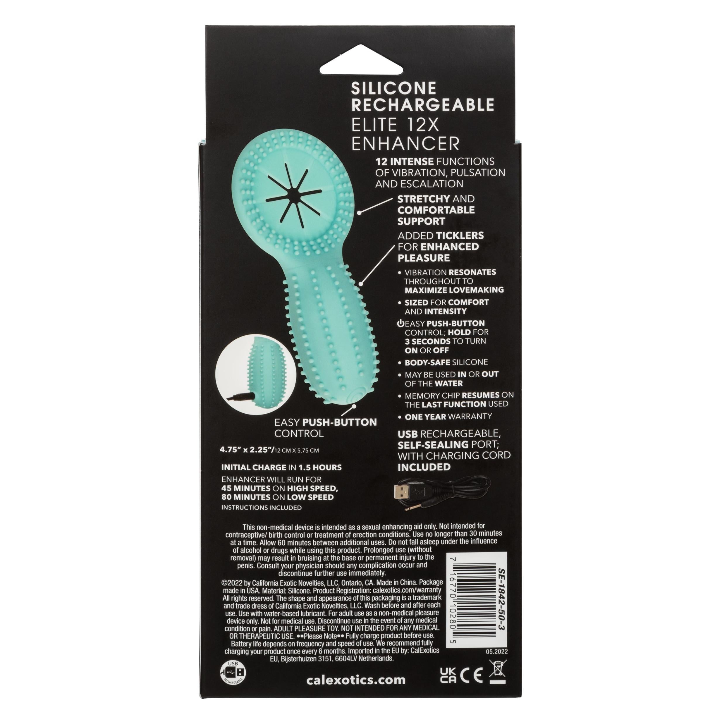 Silicone Rechargeable Elite 12x Enhancer - Teal