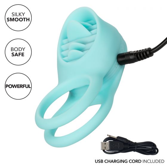 Silicone Rechargeable French Kiss Enhancer Vibrating Cockring