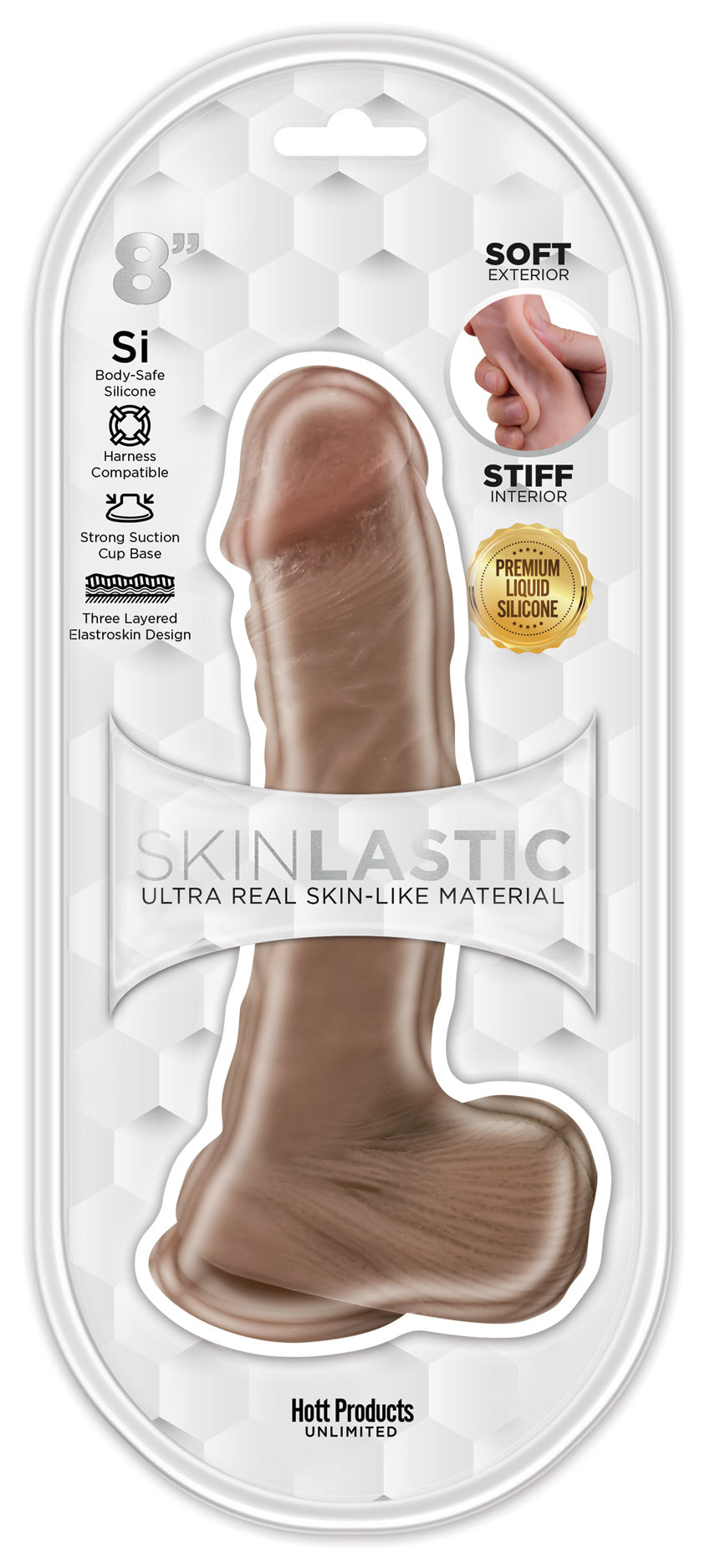 Skinsations - Skinlastic - Sliding Skin Dildo - With Suction Base 8 Inch