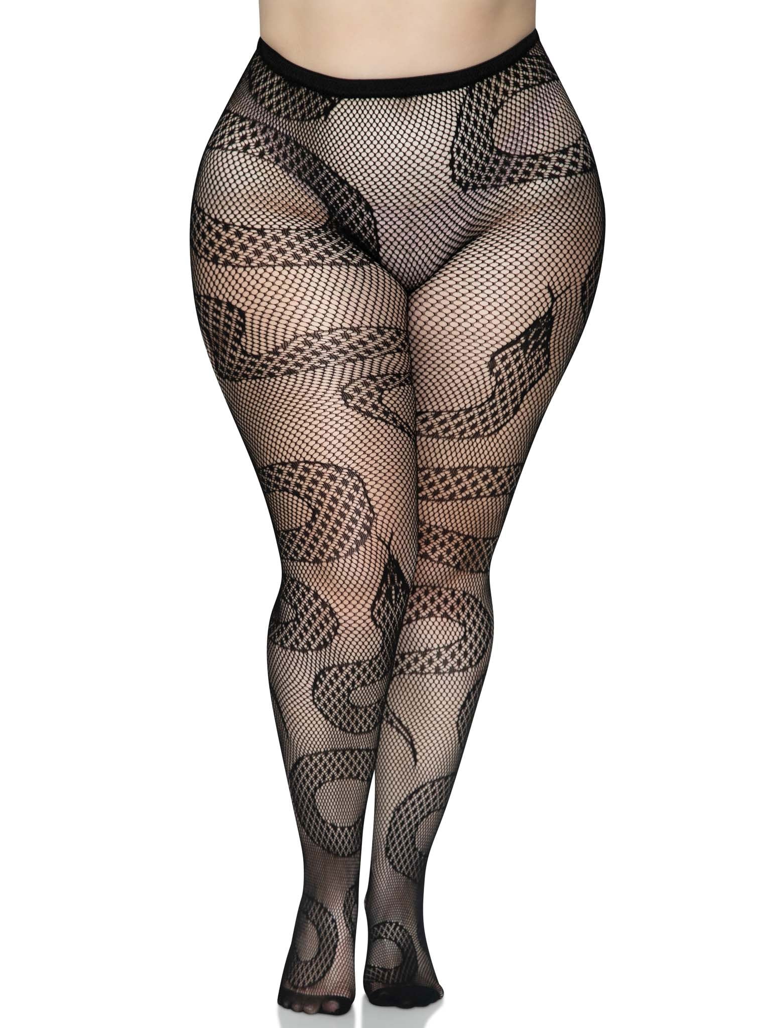 Snake Net Tights - 1x/2x - Black