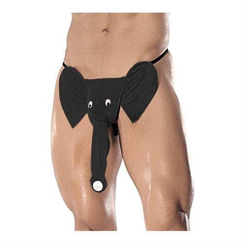 Squeaker Elephant G-String - One Size Black