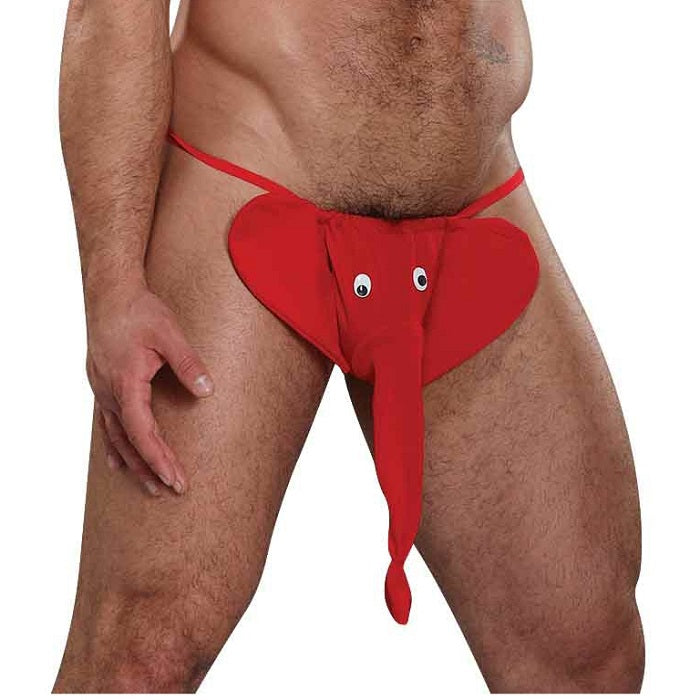 Squeaker Elephant G-String - One Size Red