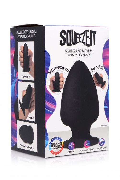 Squeeze-it Silexpan Anal Plug Black Medium